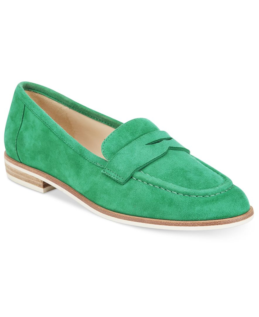 Nine West Suede Antonecia Penny Loafers in Green Suede (Green) Lyst